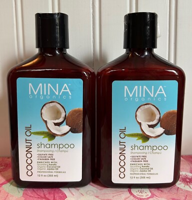 LOT OF 2 MINA ORGANICS COCONUT OIL NOURISHING SHAMPOO 12 OZ X 2