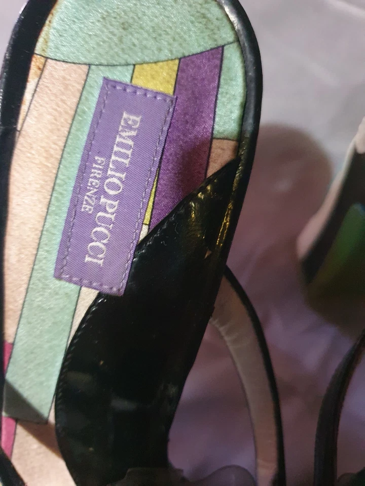 DE COLECCIÓN EMILLIO PUCCI OBRA DE ARTE DAMAS TACÓN SIN CORDONES TALLA 38.5 hecho en italia Foto 3 de 4