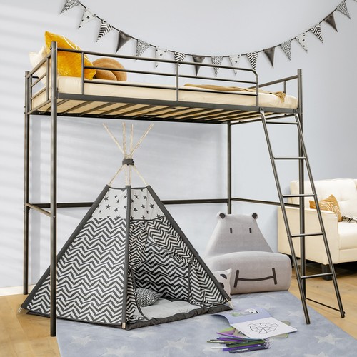 Giantex Loft Bed Frame Heavy-duty Metal Bed Frame Single Size for Teen & Adult - Picture 3 of 11