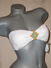 NWT Victoria Secret L White Jeweled Embellished Bandeau Bikini Top
