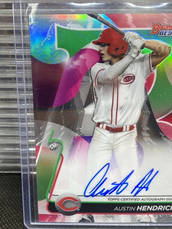 2020 Bowmans Best Austin Hendrick Green Refractor Auto 10/99 REDS Om Card Auto! - Image 2 of 4