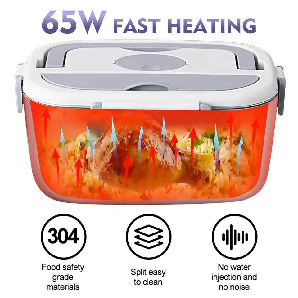 Electric Lunch Box for Adults Fast Heated Lunch Box Stainless Steel Containers - Image 2 of 4