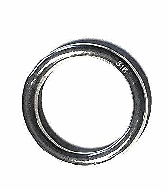 Stainless Steel 316 Round Ring Welded 3/8" x 2" (10mm x 50mm) Marine Grade - Foto 1 di 4