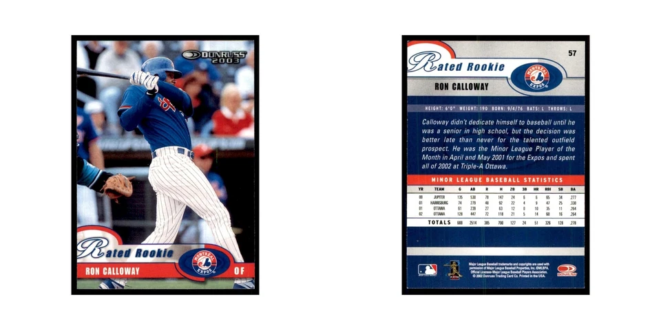 2003 Donruss Ron Calloway Baseball Cards #57 - Image 3 of 3
