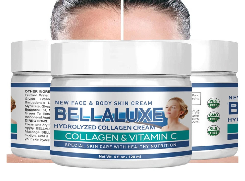 5 X 4ºZ CREMA DE BELLEZA COLÁGENO VITAMINA E CUIDADO DE LA PIEL Hidrolizada pura antienvejecimiento Foto 2 de 4