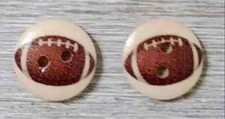 wood sports ball football buttons sewing 2 holes 5/8 inch 2pc