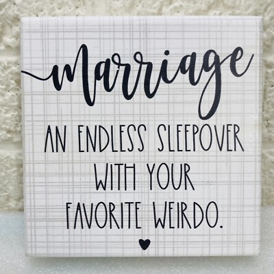 Sincere Surroundings Wooden Wedding Gift Sign Marriage Endless Sleepover Weirdo