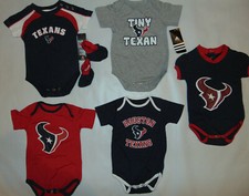 Confezione 6 Body Houston Texans Cappello Berretto 0-3 Mesi NFL Calcio LOTTO NUOVO Foro ***