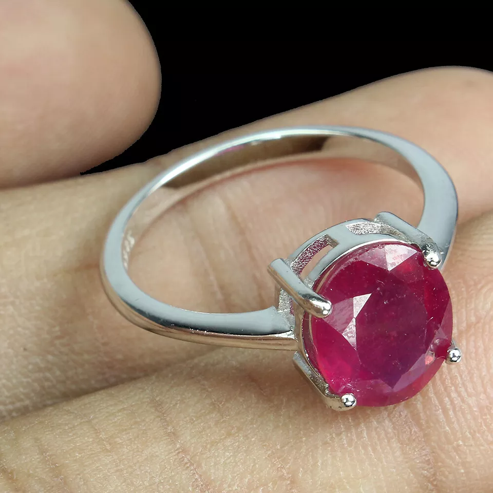 925 Sterling Silver Ring Oval Ruby 10x8mm Gemstone Jewelry - Image 3 of 4