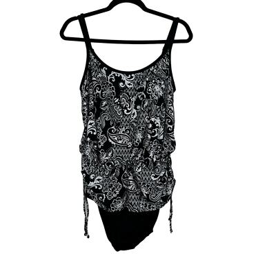 Great Lengths Swim One Piece Ruched Sides Swimsuit Bathing Suit Size 14 Modest