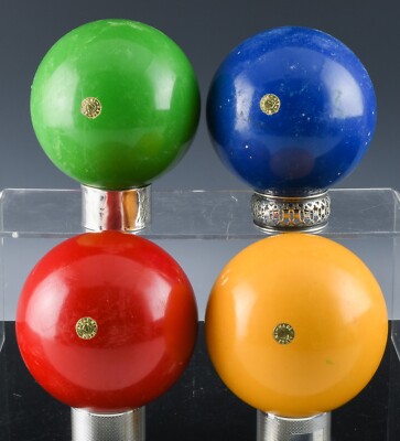 4 RETRO VINTAGE MADE IN ITALY ITALIAN CERAMIC 3.75'' BOCCE BALL CARPET BALLS B
