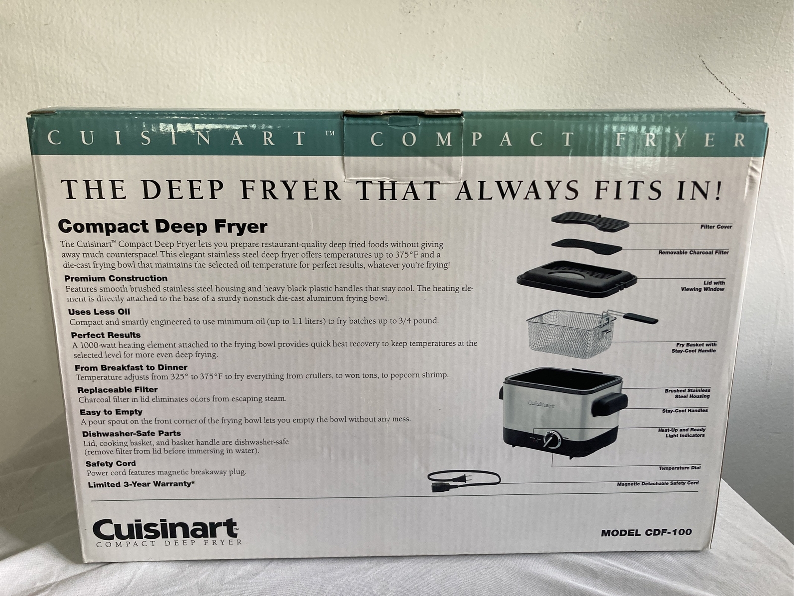 Cuisinart CDF-100 Compact Deep Fryer Brushed Stainless Steel