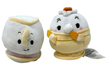 DISNEY STORE Lot Chip and Lumiere Ufufy Plush Beauty  The Beast Stuffed Toy EUC