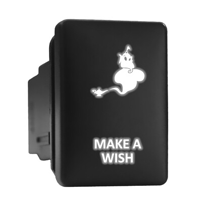 MAKE A WISH White Backlit Switch Short Push Button 1.28''x 0.87'' (Fit: Toyota)