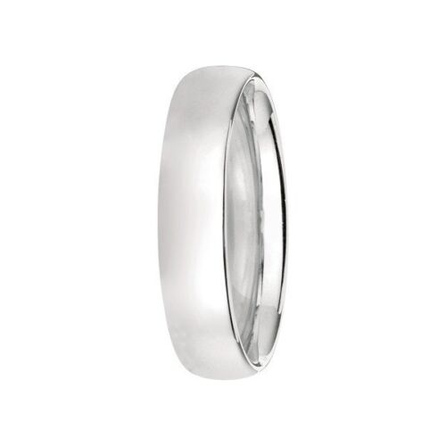 5mm Comfort Silk Fit Plain Wedding Band Ring Real 14K White Gold - Picture 1 of 2