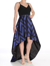 BETSY & ADAM Womens Black Spaghetti Strap Above The Knee Formal Hi-Lo Dress 4