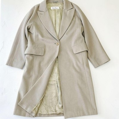 Max Mara Long Coat Women's Greige US 2 IT 36 Virgin Wool Cashmere Angora  Item　S