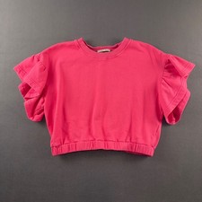 Alice Olivia Joline Ruffle Sleeve Crop Sweatshirt Pink CC011400022 Womens M