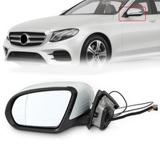 White Left Driver Side Mirror With Memory Compatible with 2015-2021 C300