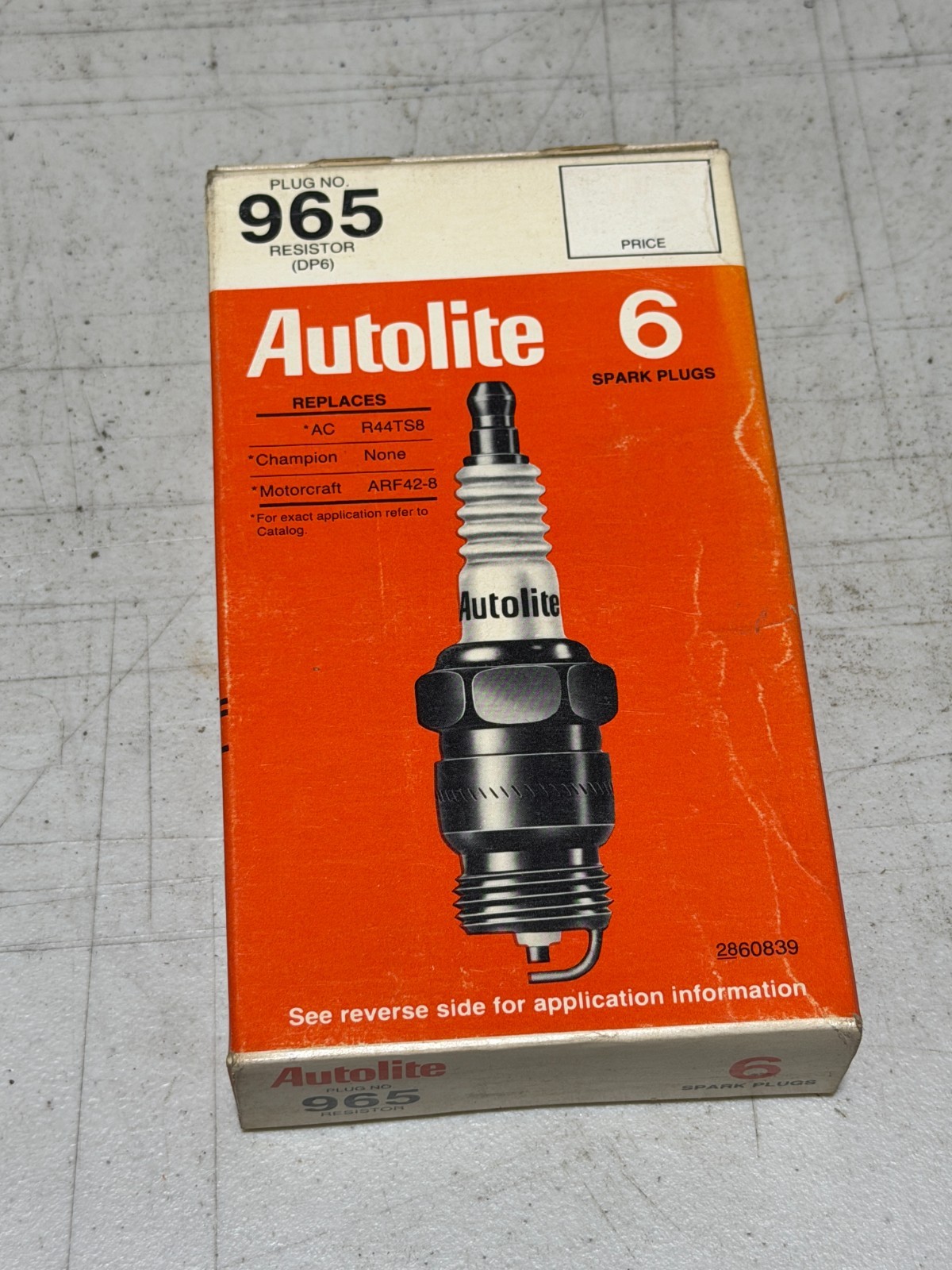 NOS Autolite 965 Spark Plugs Box of 6 New old Stock Made in USA Factory Sealed
