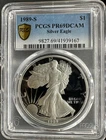 1989-S AMERICAN SILVER EAGLE $1 PROOF 1 oz COIN PCGS PR 69DCAM, MINTAGE 617,694