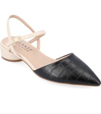 Journee Collection Women's Brynn Block Heel Pointed Toe Flats Black 10