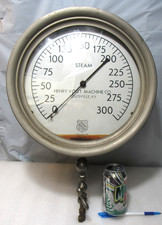 Huge 14 1/4" Antique Henry Vogt 300 PSI Steam Gauge Steampunk Cast Iron (F2JJ)