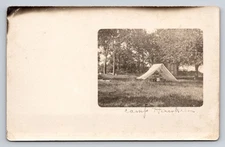 Vintage Real Photo Postcard Camp Hawkins Tent Scene Velox Paper