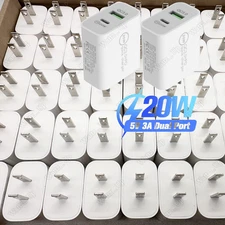 20W PD QC Fast Charger USB C Power Adapter Block Lot For iPhone iPad Pro Samsung