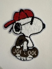 6 IN X 5 IN Large Embroidered Patch - Peanuts Snoopy In Red Hat   * Sew On only 