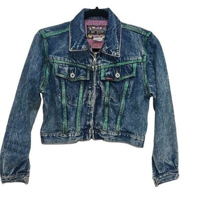Jordache No Exit Denim Jacket Womens M Floral Embroidered Cropped NWT