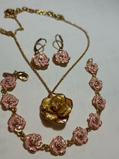 Joan Rivers Pink Gardenia Necklace, Bracelet & Earring Set
