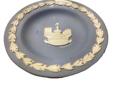 Vintage Wedgwood England Blue Jasper Ware Round Picadilly Circus Trinket Dish