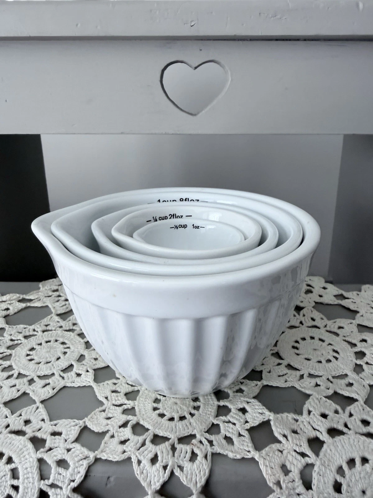180 One Hundred 80 Degrees Porcelain Nesting Measuring Cups SET OF 5.