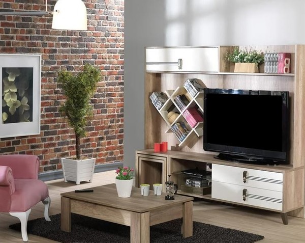 Rtv Wohnwand Tv Wand Regal WohnwäNde Vitrine Schrank Wohnzimmer Fernseher-image