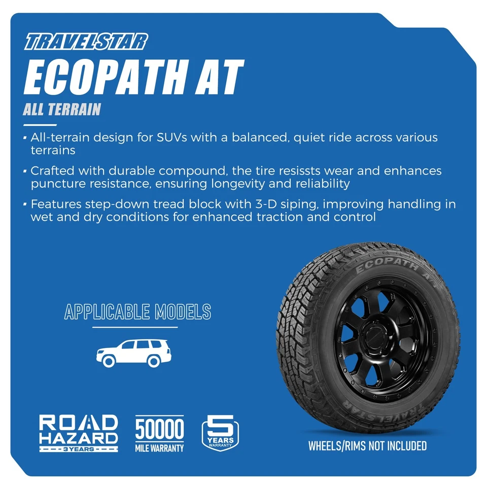 2 Tires Travelstar Ecopath A/T 235/70R16 106T AT All Terrain SUV + 3 Years RHW - Image 2 of 4