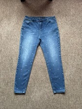 Tu Blue Polka Dot Skinny Jeans with Stretch size 14 Short   W32"  L26" 