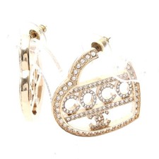 Chanel Coco Mark Rhinestone Earrings Women Gold One Size 660464