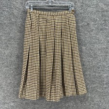Jo Collins Skirt Girls 11 Brown Geometric A-Line Midi Wool Pleated Mid Rise