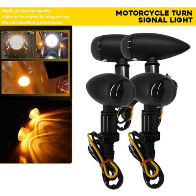 4PCS Motorcycle LED Bullet Turn Signal Blinker Light Indicator Smoke Black Lamp
