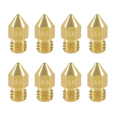 Aokin 8 Pcs 0.6mm MK8 Extruder Nozzles 3D Printer for Creality