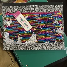 Sequin Pencil Case Pouch Cosmetic Makeup Bag School