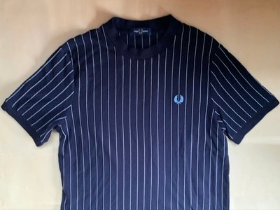 Men's Wear FRED PERRY FRED PERRY Striped Short Sleeve T Shirt Navy with Logo Emb