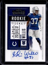 2020 Panini Contenders Khari Willis Auto Rookie Ticket #292 Colts Rookie
