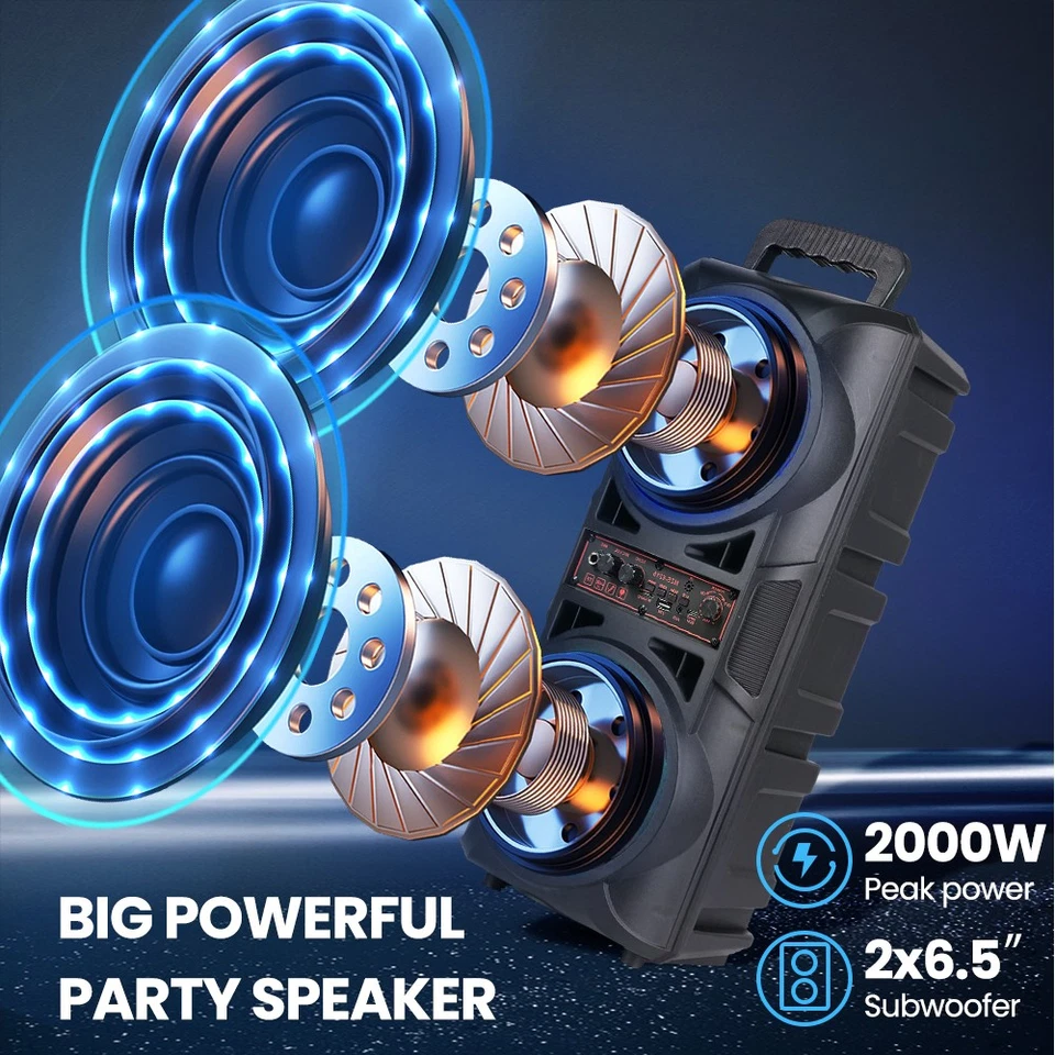Bluetooth 5.2 Lautsprecher RGB Subwoofer Musikbox Boombox Party LED mit Mikrofon - Bild 2 von 4