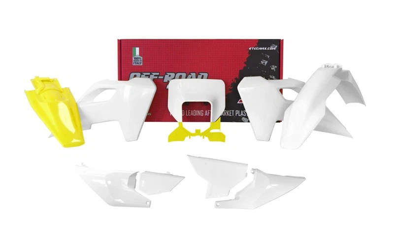 Kit Plastiques Husqvarna TE FE 150 250 300 350 450 2024 Bianco Jaune Racetech - Photo 1/1