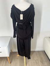 Flounce London black jersey ruched jumpsuit Size 26 New With Tags RRP £69 Sale