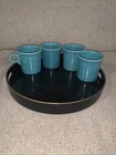 Fiestaware Coffee Cup Mug Homer Laughlin HLC O Ring Handle Turquoise Lot of 4