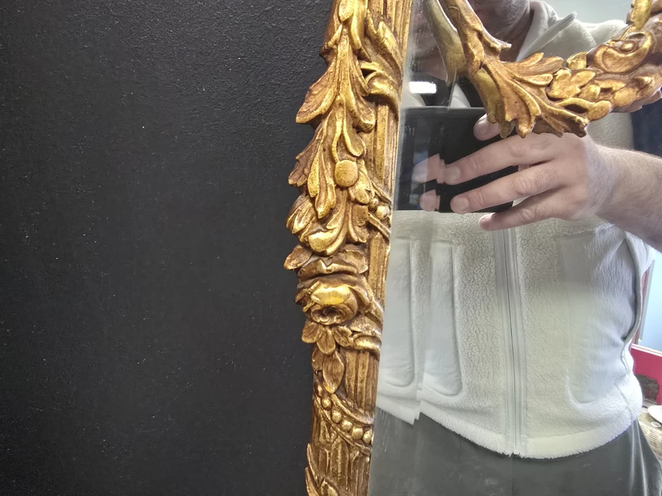 Beautiful!! Vintage/Rococo/ Louis XvI Style Mirror Guilded Dark Gold - Image 4 of 4