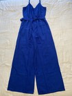 Flying Tomato Blue Strappy  Wide Leg Jumpsuit With Pockets And Tie Belt Size S — photo 1